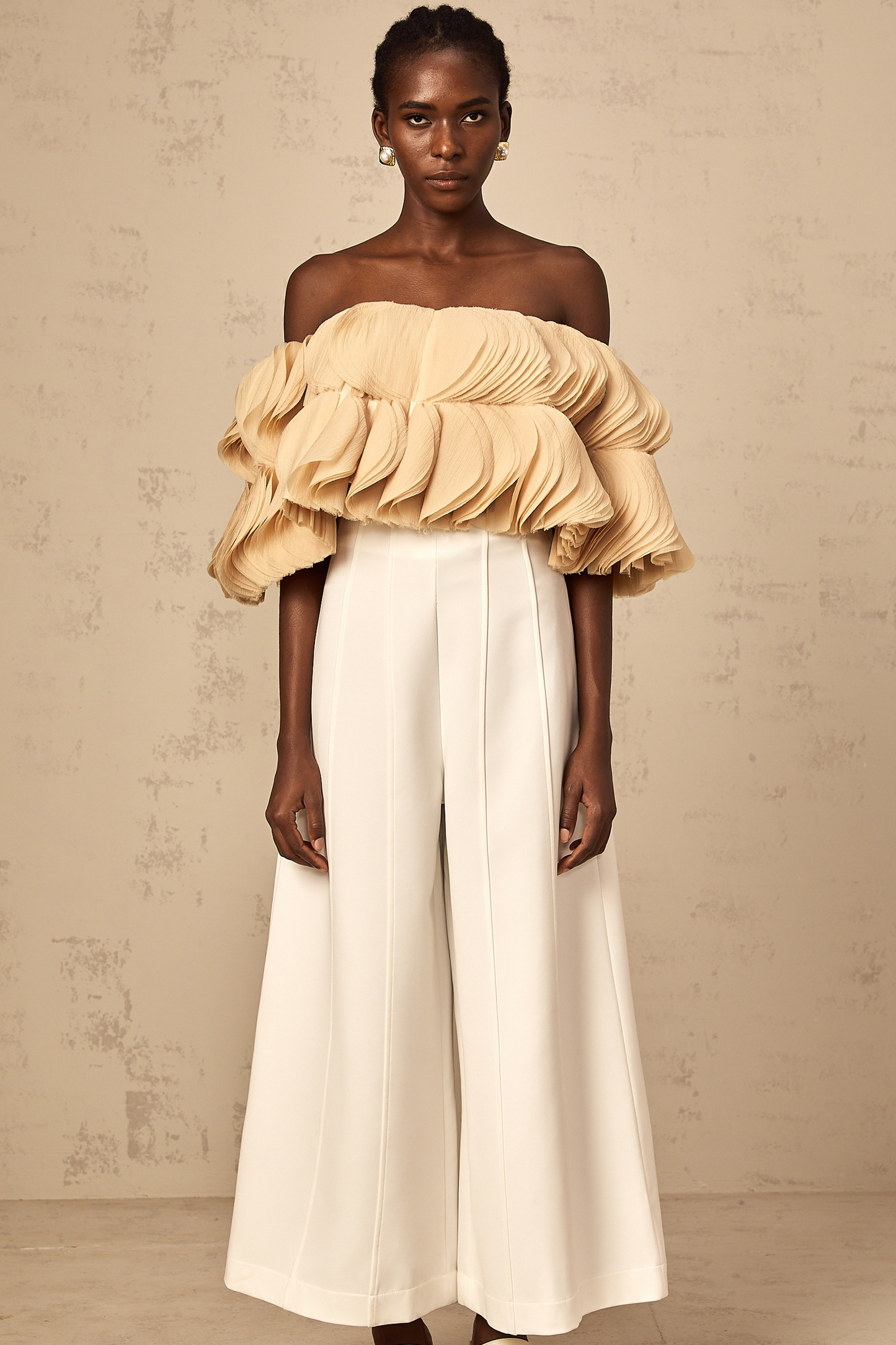 Maeva white wide-leg trousers