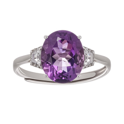 Héraldique Purple Oval Gemstone Sterling Silver Ring