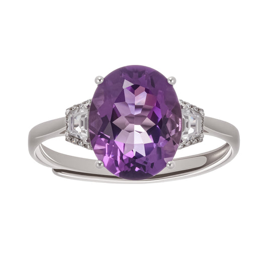 Héraldique Purple Oval Gemstone Sterling Silver Ring