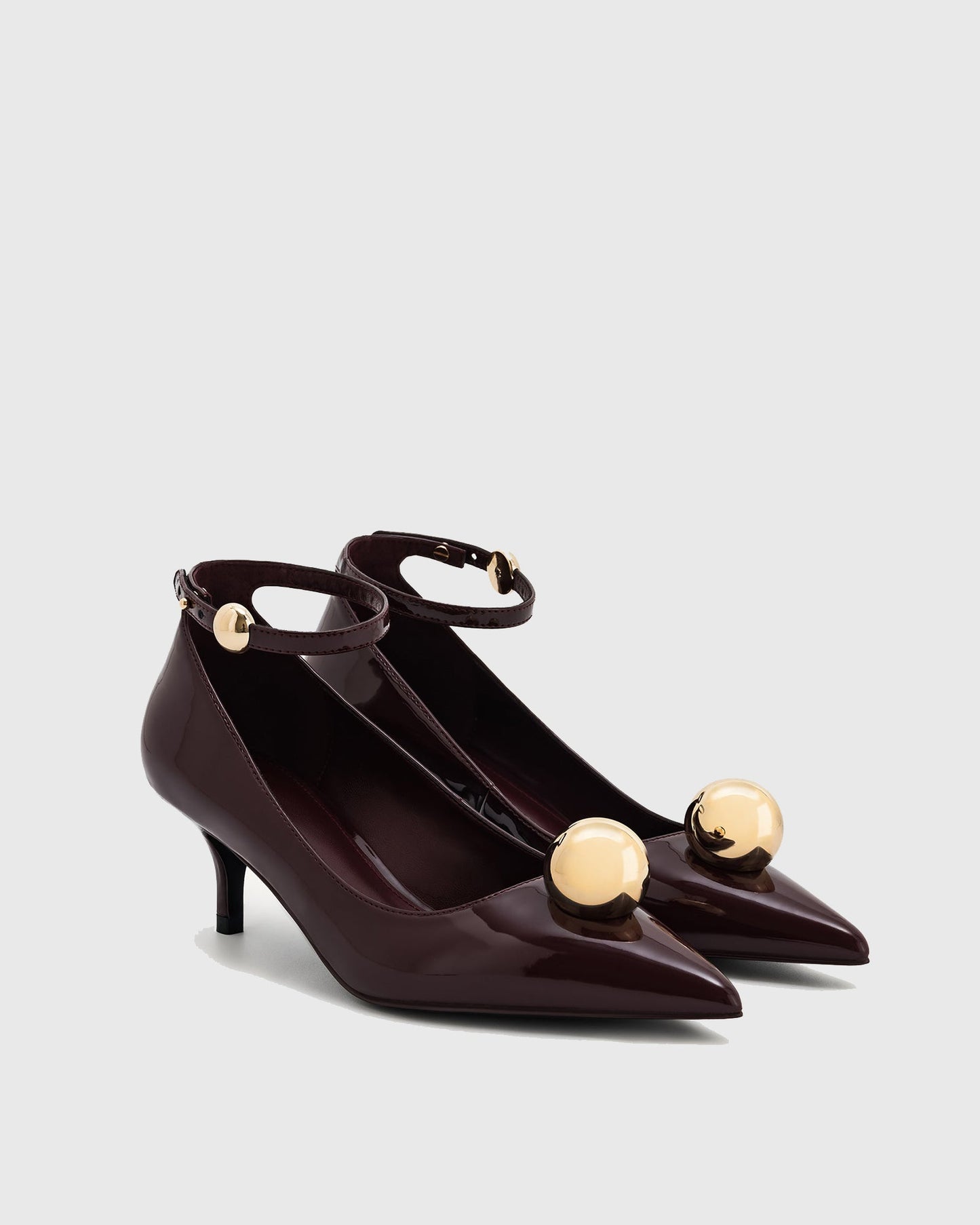 Marina Metal Ball Strap Pumps In Brown