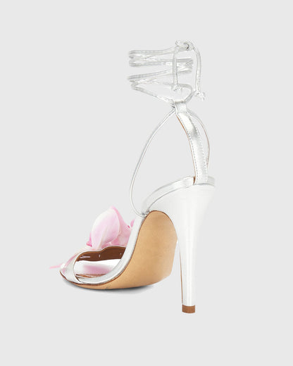 Maurizia Flower Lace up Sandals In Pink