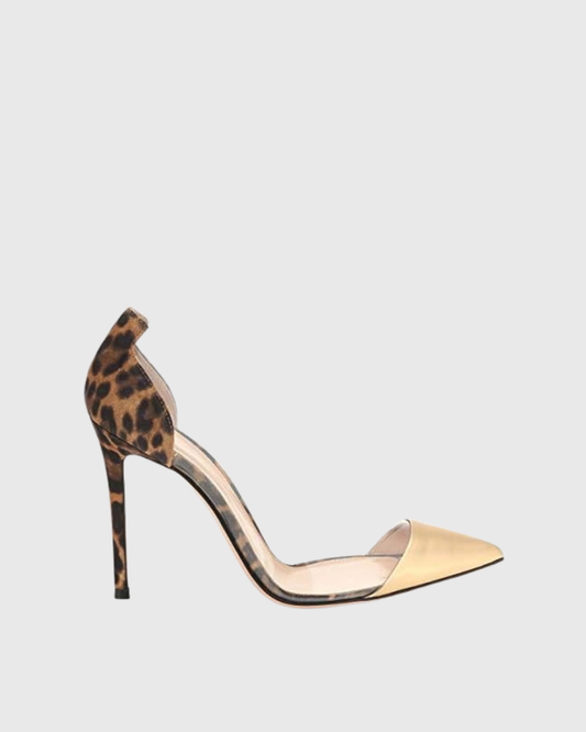 Mila Pvc Leopard Print Splicing Pumps