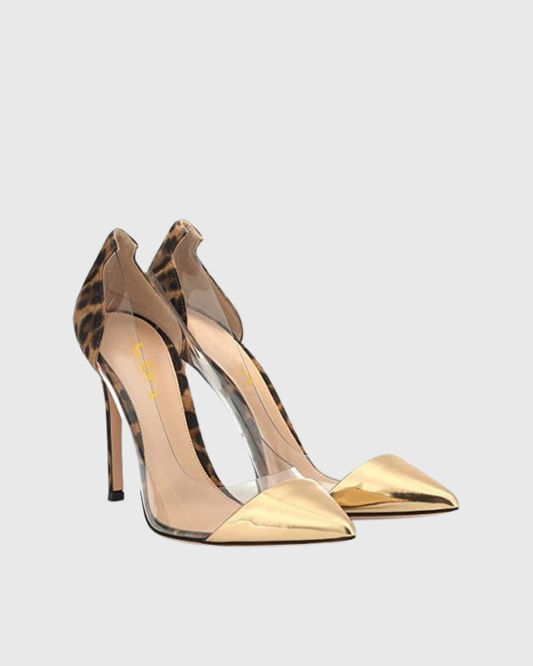 Mila Pvc Leopard Print Splicing Pumps