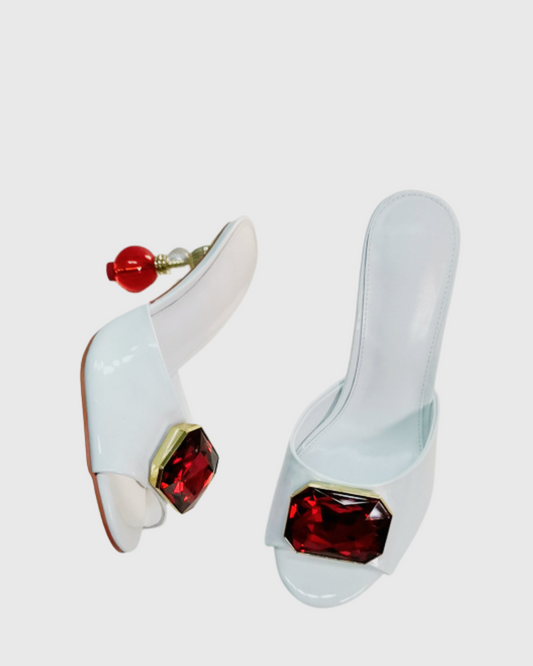 Milan Diamond Beads Heels In White