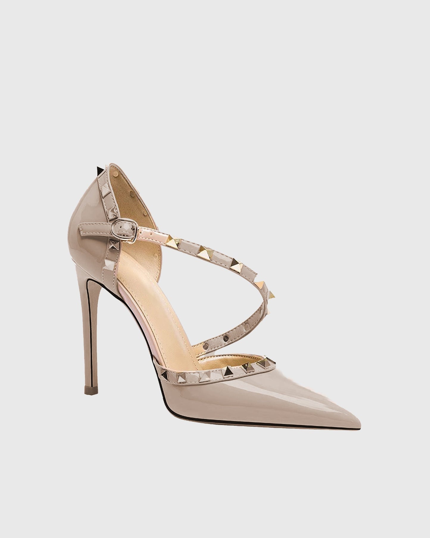 Nella Rivet Lace Up Pumps In Beige