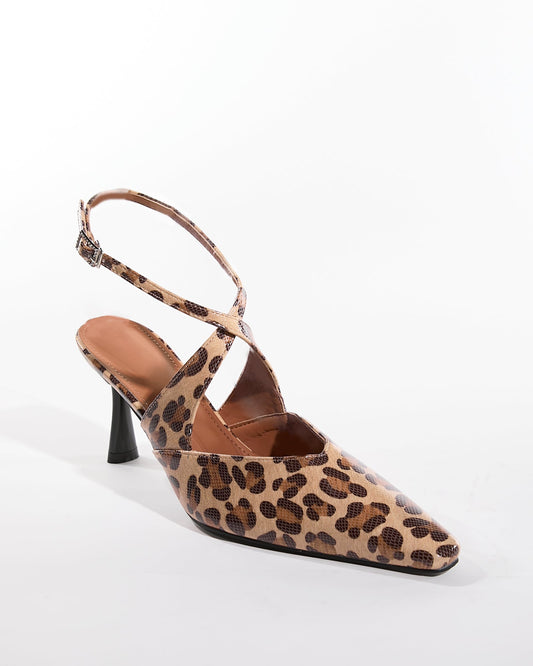 Nyla Leopard Print Cross Strap Pumps