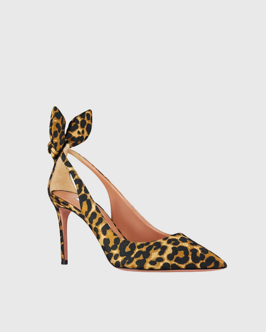 Orsa Bow Tie Leopard Print Pumps