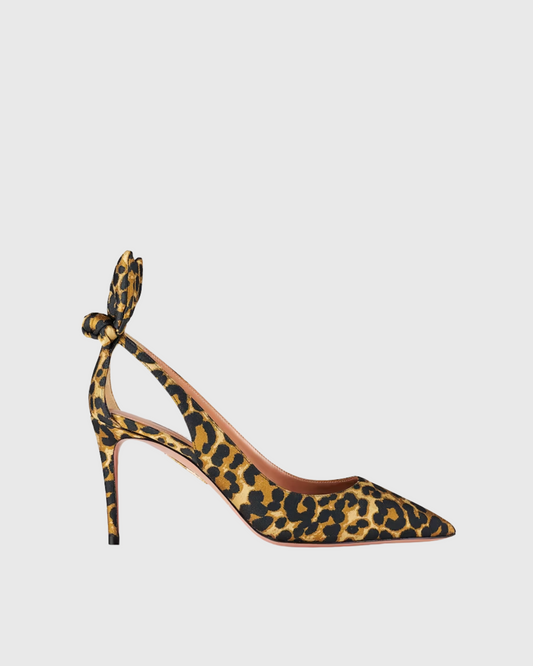 Orsa Bow Tie Leopard Print Pumps