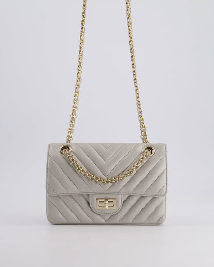 *FIRE PRICE* Chanel Light Grey Mini Reissue Bag in Aged Calfskin Leather and Champagne Gold Hardware
