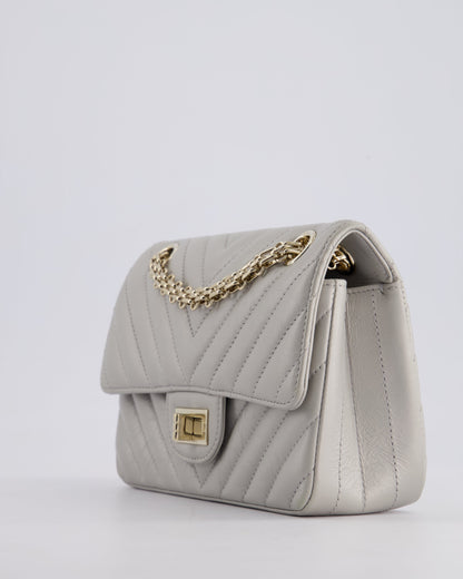 *FIRE PRICE* Chanel Light Grey Mini Reissue Bag in Aged Calfskin Leather and Champagne Gold Hardware