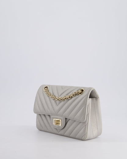 *FIRE PRICE* Chanel Light Grey Mini Reissue Bag in Aged Calfskin Leather and Champagne Gold Hardware