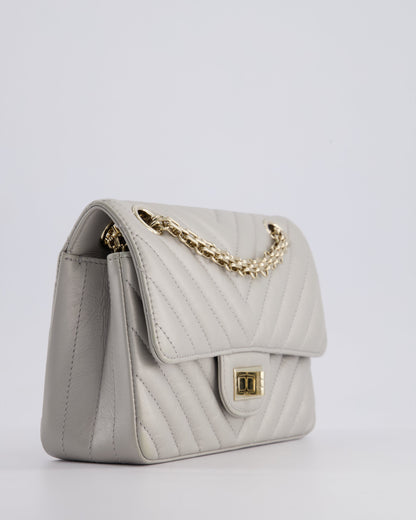 *FIRE PRICE* Chanel Light Grey Mini Reissue Bag in Aged Calfskin Leather and Champagne Gold Hardware
