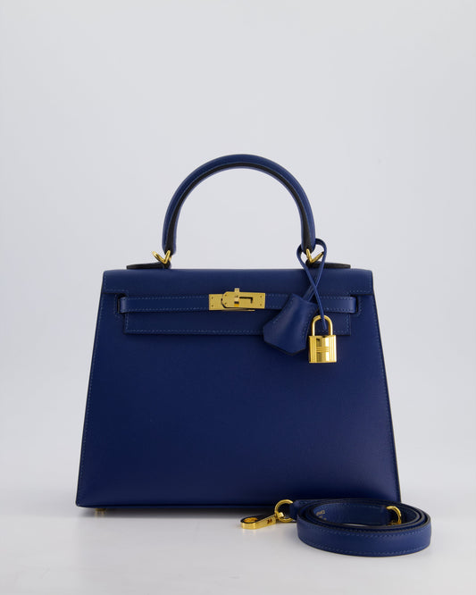 *FIRE PRICE* Hermès Kelly 25cm Sellier Bag in Deep Blue Madame Leather with Gold Hardware