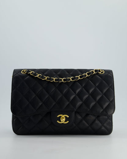 *FIRE PRICE* Chanel Black Jumbo Caviar Classic Double Flap Bag with Gold Hardware