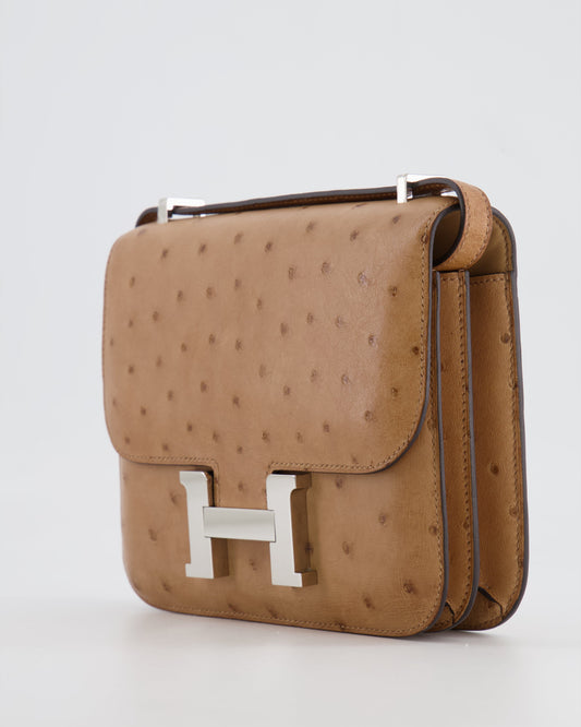*FIRE PRICE* Hermès Constance III Mini 18cm Mirroir Bag in Chai Ostrich Leather with Palladium Hardware