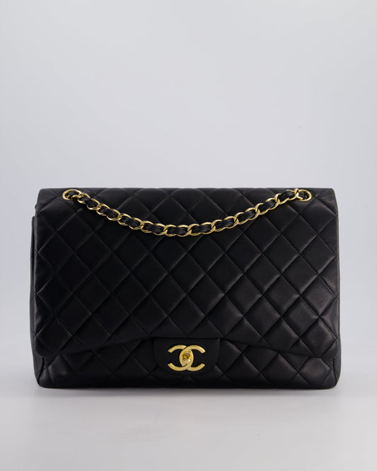 *FIRE PRICE* Chanel Black Maxi Classic Double Flap Bag in Lambskin Leather with Gold Hardware RRP £10,060
