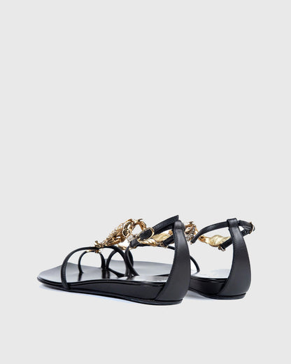 Pia Rhinestone Scorpion Strap Flats
