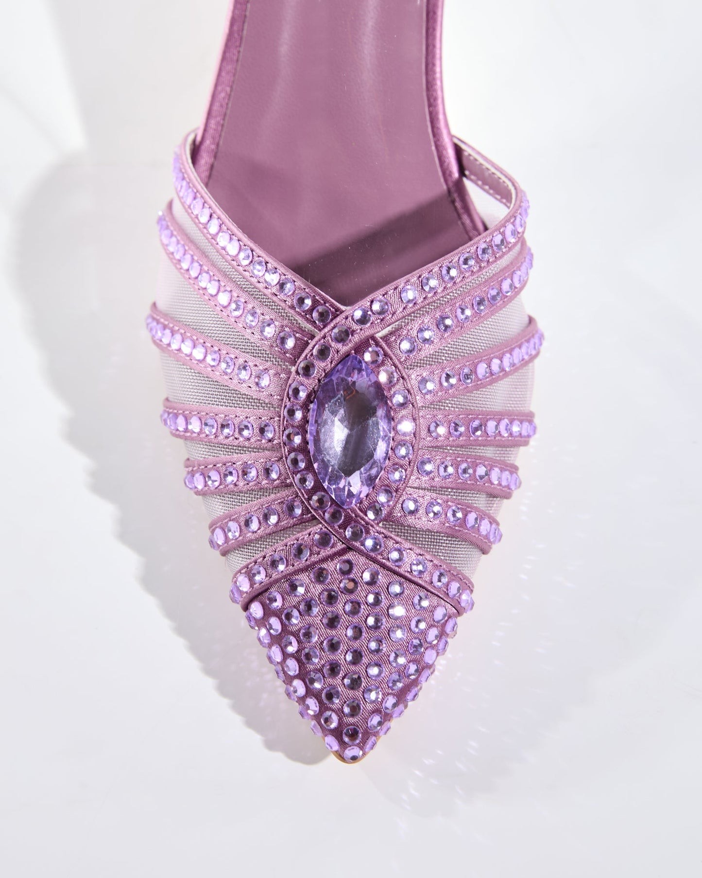 Piera Mesh Rhinestone Slingback Pumps In Viole