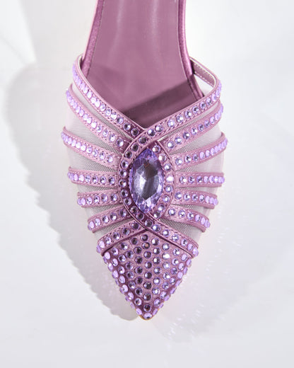 Piera Mesh Rhinestone Slingback Pumps In Viole