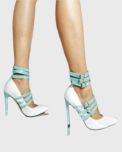 Rhea Two Tone Buckle Strap Pumps