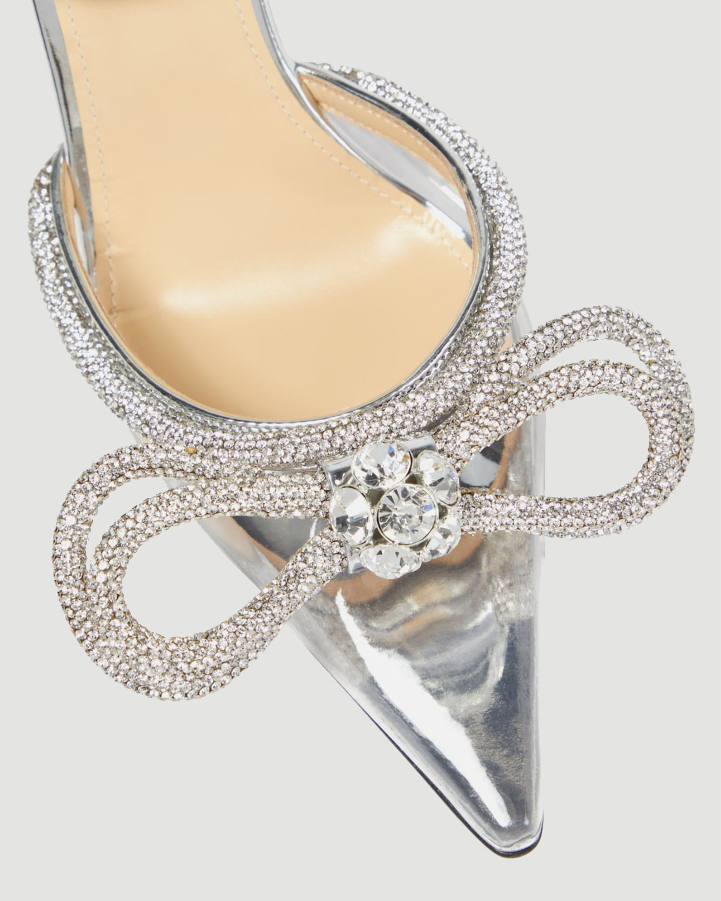 Rina Crystal Bow PVC Strap Pumps
