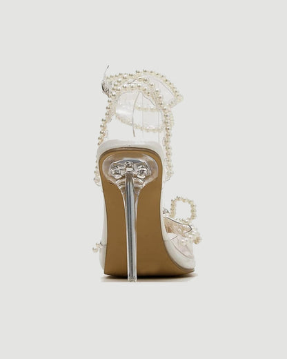 Rina Pearl Chain Embellished PVC Strap Pumps