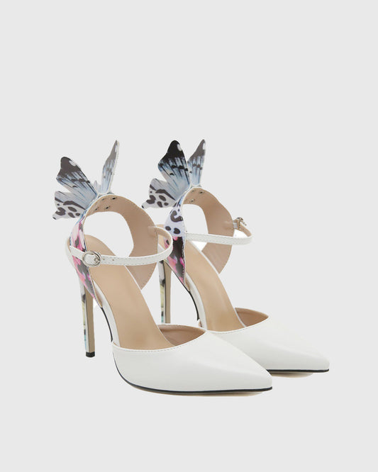 Rossa Butterfly Strap Pumps In White