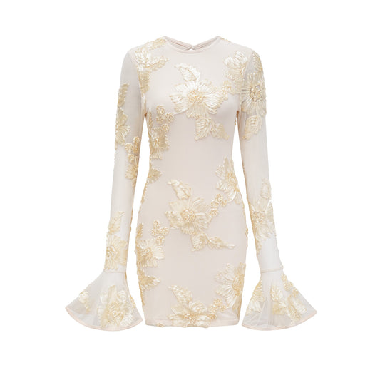 Nalini floral-embroidered open-back dress
