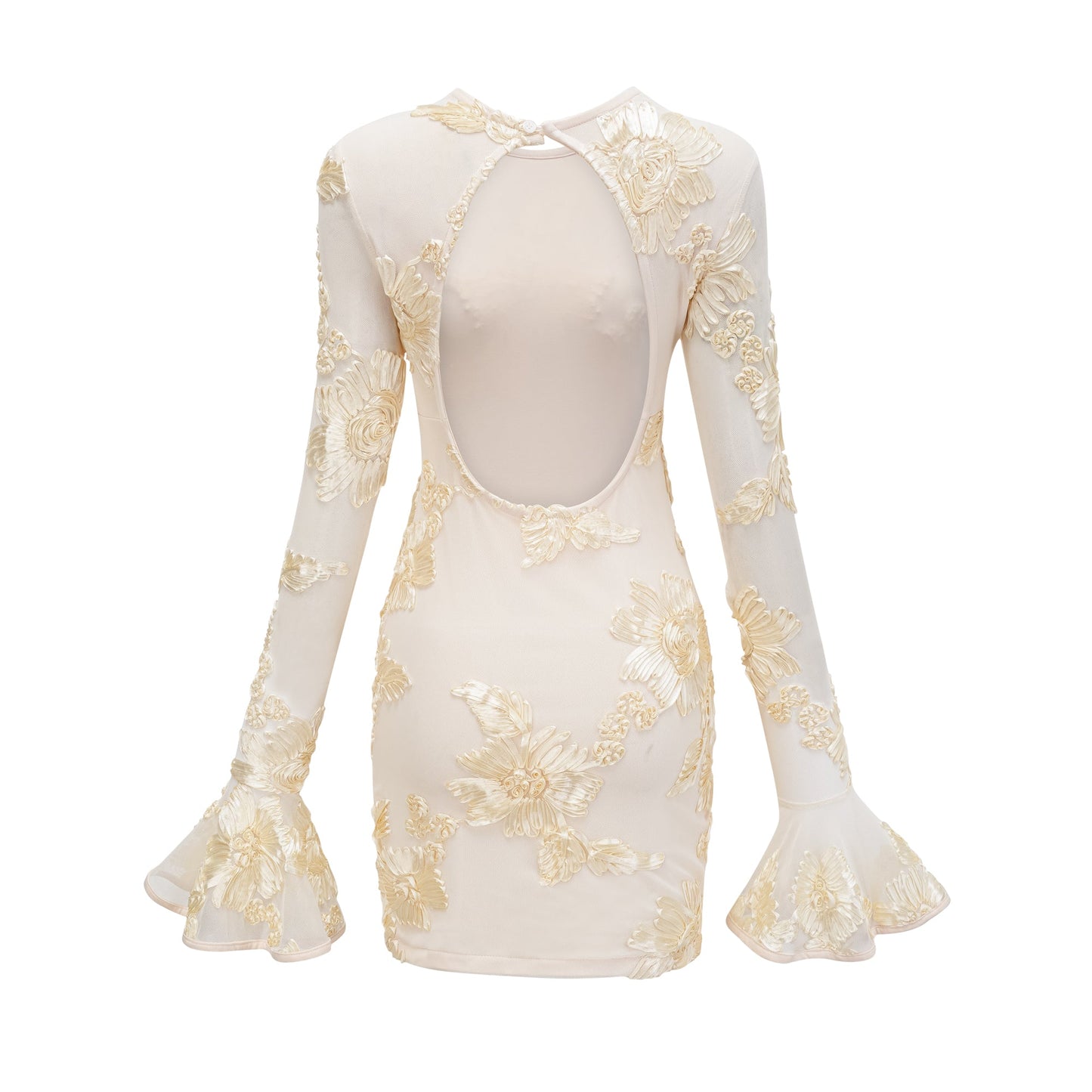 Nalini floral-embroidered open-back dress