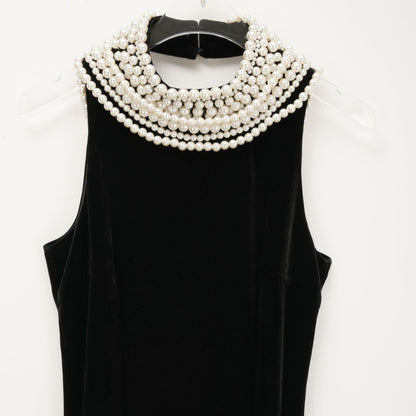 Lucena faux pearl-embellished velvet dress