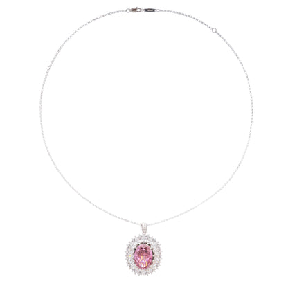 Raphaëlle Pink Oval Gemstone Pendant Sterling Silver Necklace