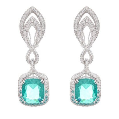 Helen Green Cushion Cut Gemstone Sterling Silver Earrings
