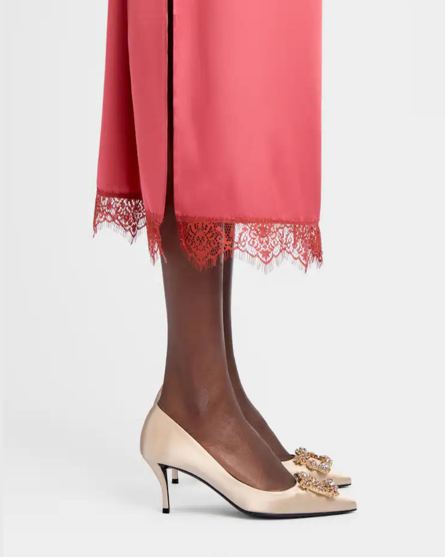 Sadah Rhinestone Buckle Pumps In Champagne