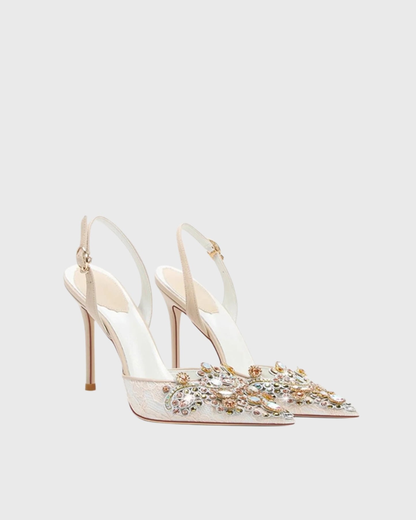 Sadb Diamond Embroidery  Pumps In Apricot
