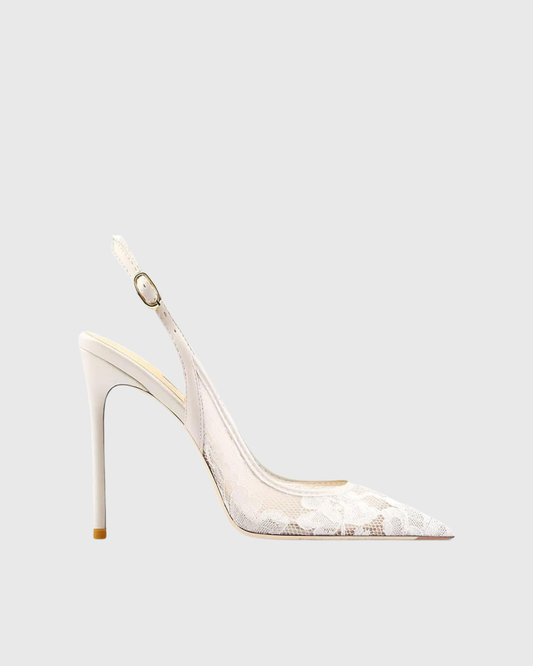 Saidi Lace Slingback Pumps In White