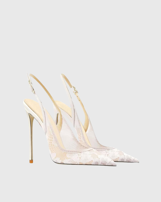 Saidi Lace Slingback Pumps In White