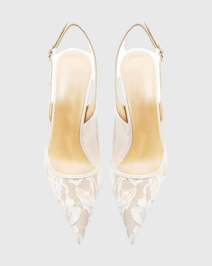 Saidi Lace Slingback Pumps In White