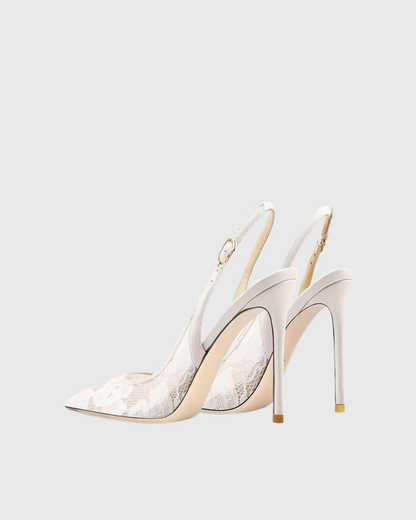 Saidi Lace Slingback Pumps In White