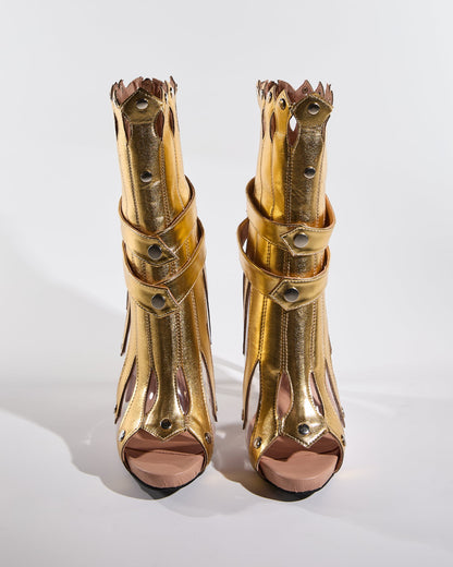 Saige Cutout Deconstruct Ankle Boots In Gold