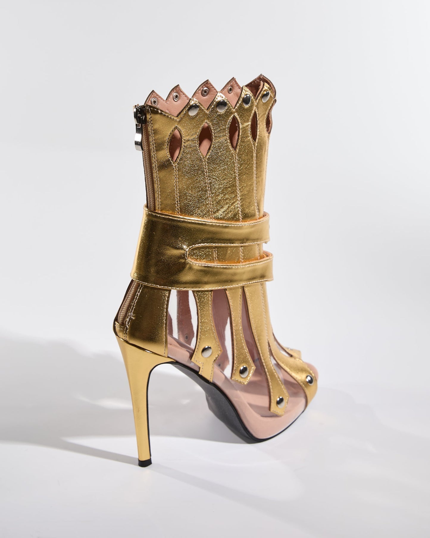 Saige Cutout Deconstruct Ankle Boots In Gold