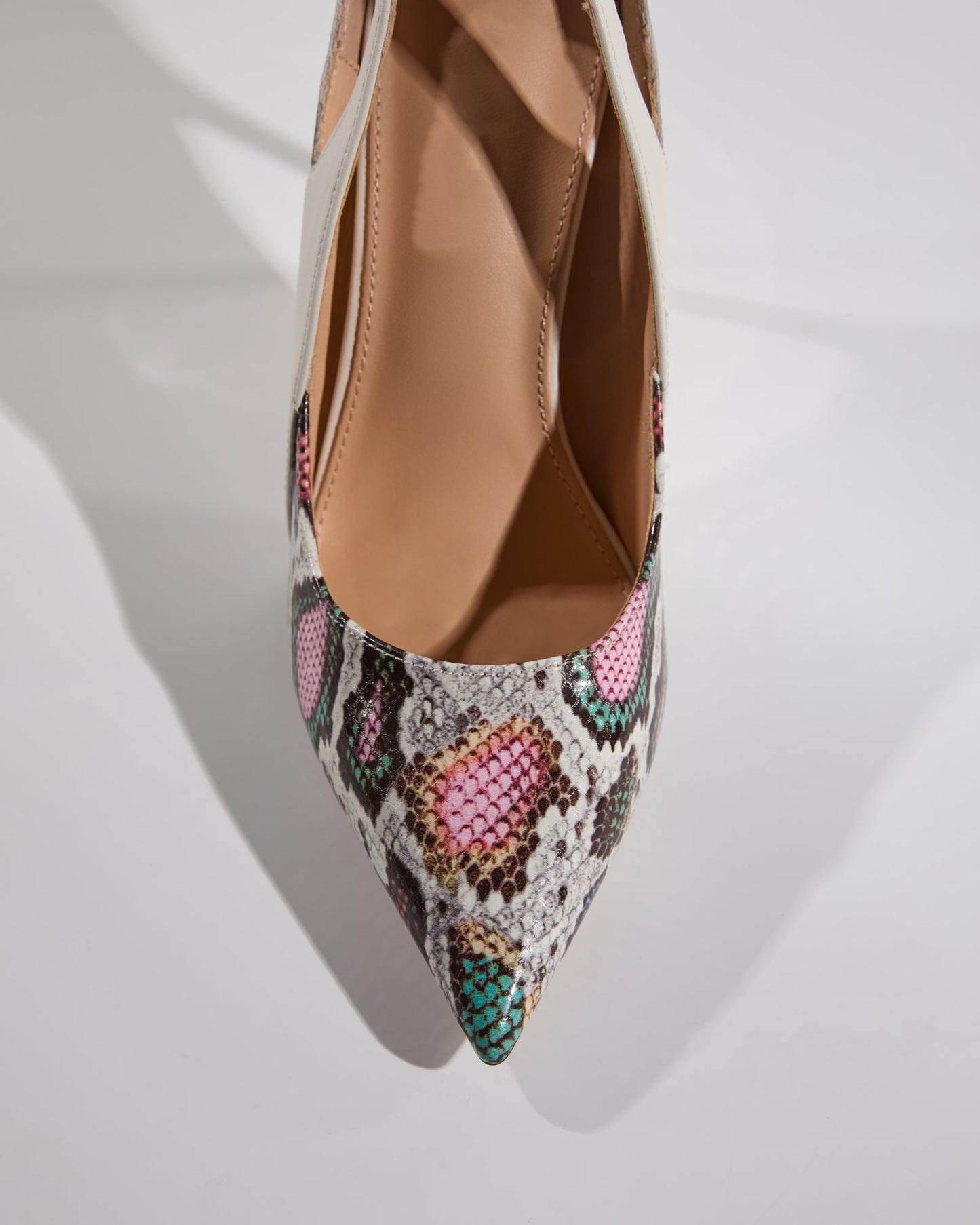 Saima Snake Print Cutout Pumps In White