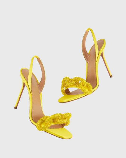 Salem Chain Slingback Sandals In Butter Yellow