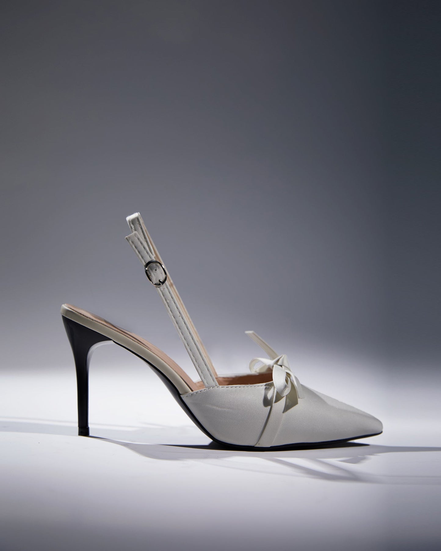 Seim Bow Slingback Satin Pumps In White
