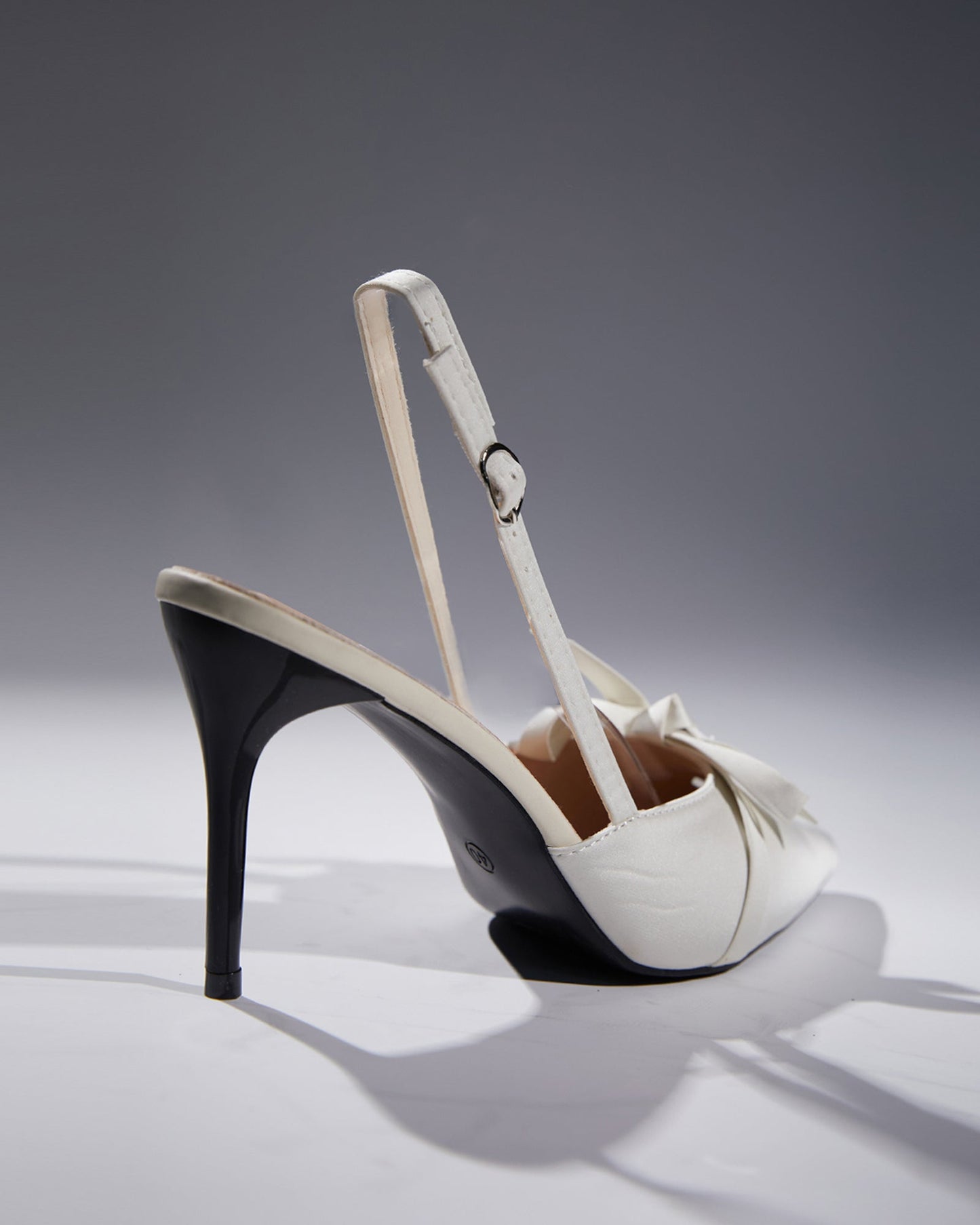 Seim Bow Slingback Satin Pumps In White
