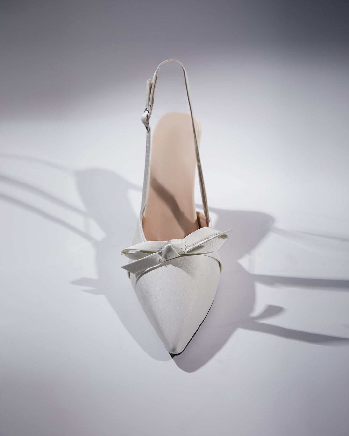 Seim Bow Slingback Satin Pumps In White