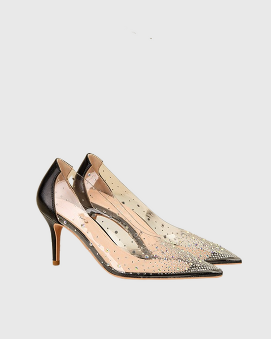 Shani Rhinestone Embellished PVC Pumps In Black