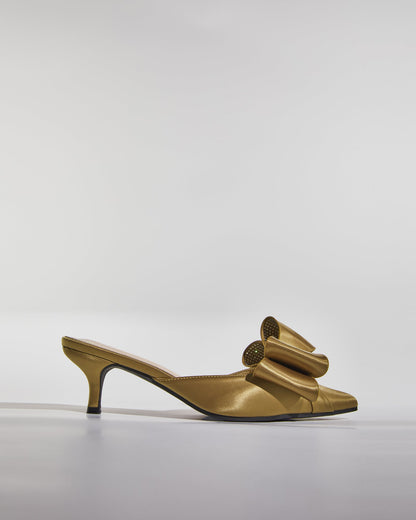 Siena Rhinestone Bow Mules In Mocha