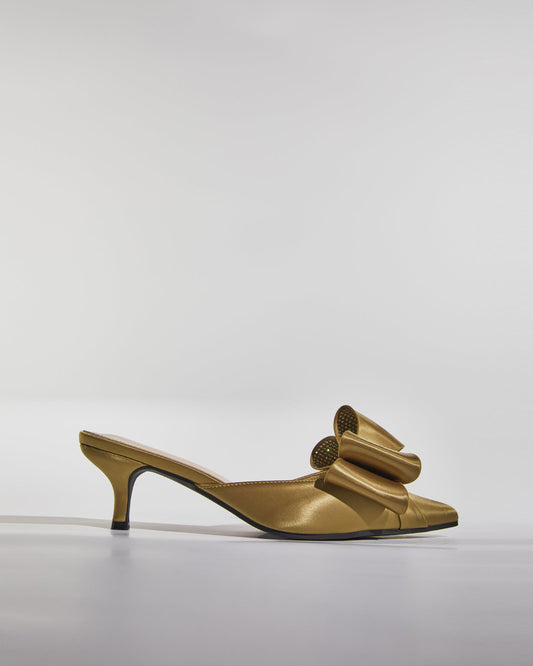 Siena Rhinestone Bow Mules In Mocha