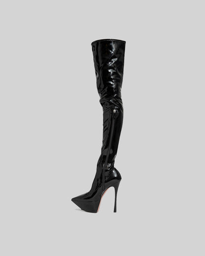 Agata Leather Platform Over The Knee Boots
