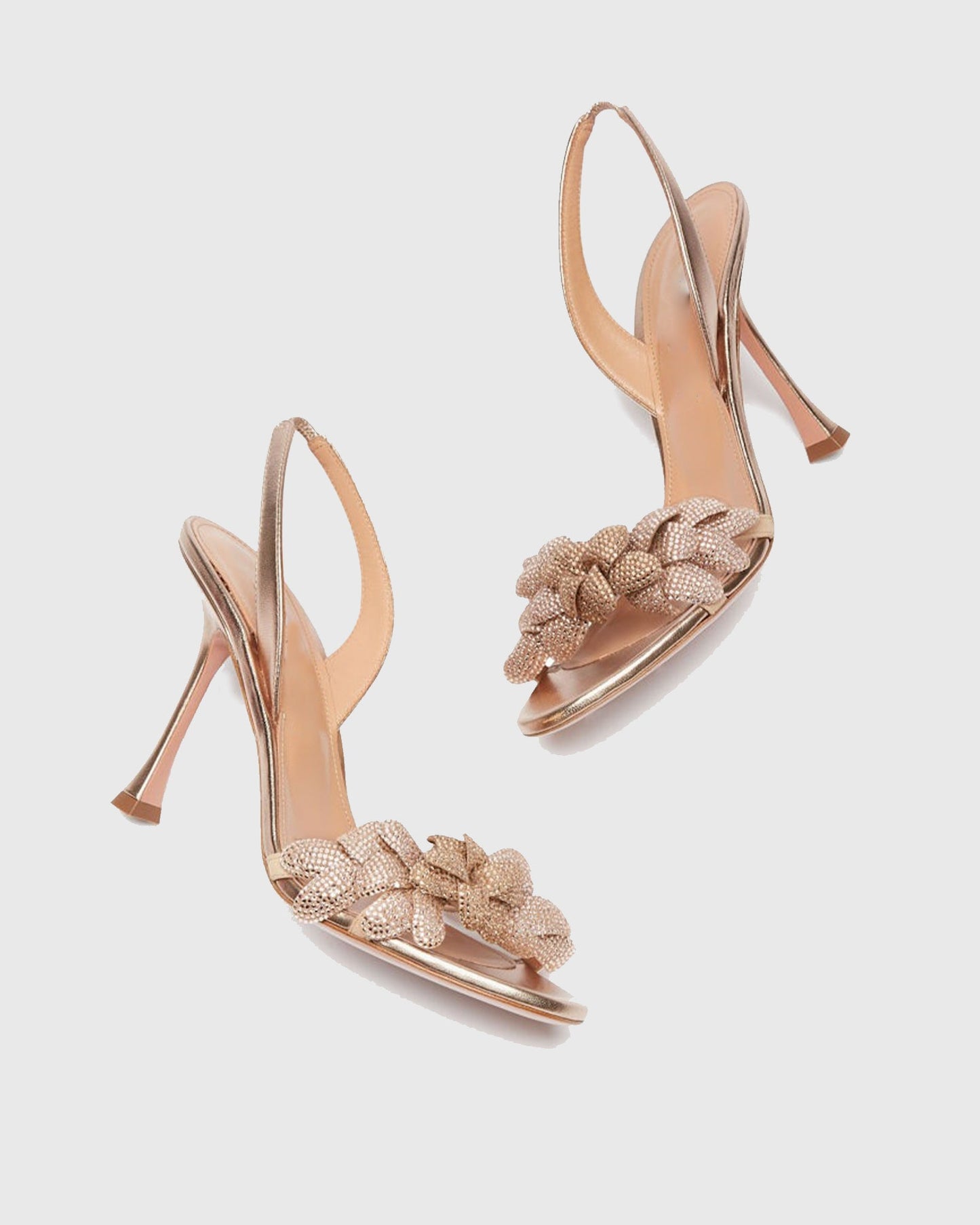 Siria Galactic Flower Slingback Sandals In Gold